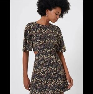 French Connection black multi Hallie‎ Cut Out Above Knee Mini Dress size 2 new